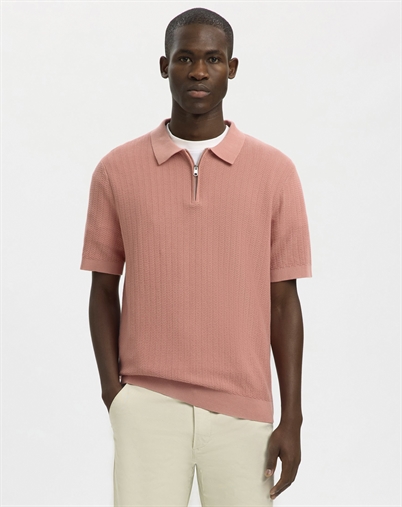 Selected - SLHCran Strik Structure Zip Polo - Rose Dawn